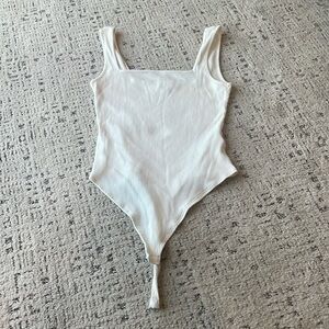 White square-neck thong bodysuit